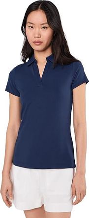 Lilly Pulitzer Frida Scallop Polo UPF 50 Womens Clothing True Navy : XXS, Nylon/Spandex