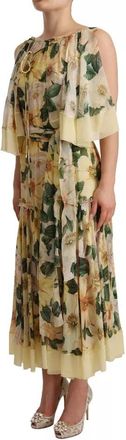 Dolce & Gabbana Multicolor Silk Floral Print Long Maxi Womens Dress (Pre-Owned)