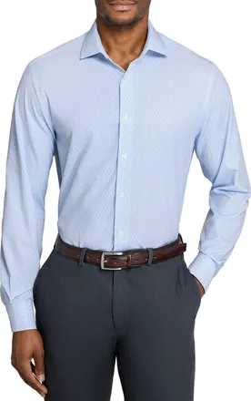 W.R.K Circle Geo Performance Dress Shirt in White/blue at Nordstrom, Size 15.5