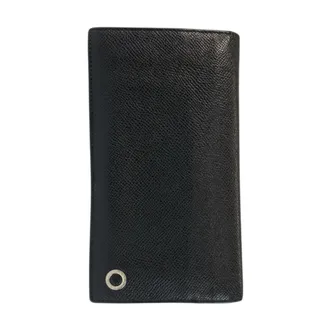 Bulgari Black Blue Leather Long Wallet (Bi-Fold) (Pre-Owned)