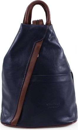 Generic Women Soft Leather Italian Vera Pelle Rucksacks Ladies Backpacks Gym School Shoulder Bags VPR244 (Navy/Brown)