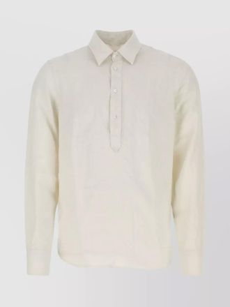 Aspesi linen shirt with pointed collar and rounded hemline