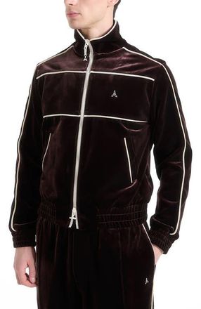 Mani&egrave;re De Voir Eiffel Velour Track Jacket in Brown at Nordstrom, Size Medium