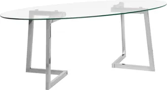 Beliani Mesa De Centro De Cristal Plateado 120 X 60 Cm Patas De Metal Moderno Fresno