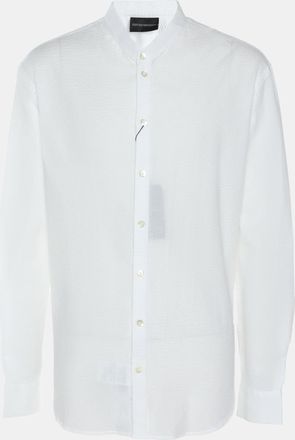 Emporio Armani White Textured Cotton Button Front Shirt