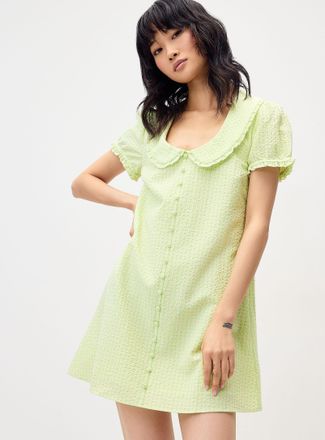 Twik Womens Peter Pan collar seersucker dress