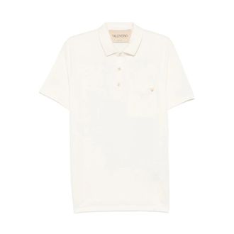 Valentino Polo Shirts, male, White, Size: XL VGold cotton polo shirt