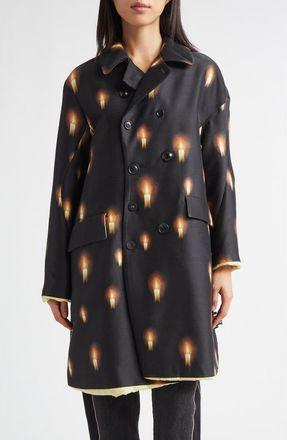 Undercover Candles Wool & Silk Coat in Black Base at Nordstrom, Size 1