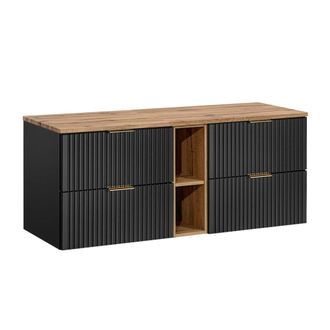 Petits Meubles Mueble bajo lavabo 140cm 2 nichos tableros de melamina y mdf negro
