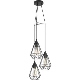 Eglo Eglo - Lampadario a Sospensione Vintage Tarbes Acciaio Nero 3 Luci E27 D31