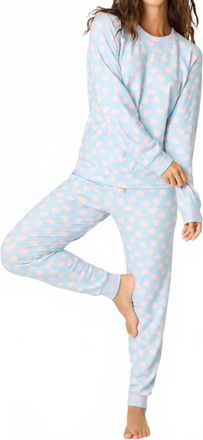PJ Salvage Sweetheart Love Hearts Print Peachy Pj Set In Blue Haze
