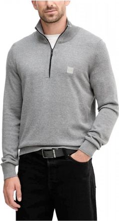 HUGO BOSS Kanobix S Half-zip Turtleneck - Heren - Coltruien - Grijs - XL - Katoen - Truien & Vesten