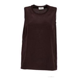 P.A.R.O.S.H. Sleeveless Tops, female, Brown, Size: L Sweet Ribbed Blouse