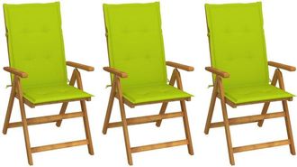 vidaXL Vidaxl - Sillas De Jard&iacute;n Plegables 3 Uds Y Cojines Madera Maciza Acacia