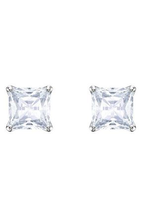 Swarovski Stilla Swarovski Princess Stud Earrings in Silver /Clear Crystal at Nordstrom