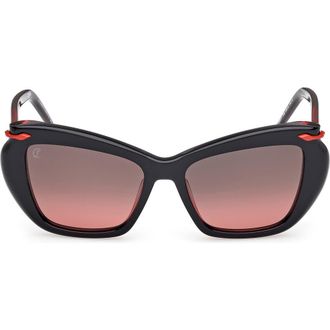 Christian Louboutin 53mm Geometric Sunglasses in Black /Red Inside /Zeiss at Nordstrom