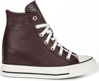 Converse Sneakers, female, Red, 5 UK, Burgundy Leather Wedge with Chic Design