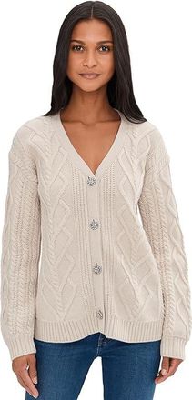 Splendid Harlow Hearts Cardigan Womens Sweater Pale Oak Heather : XL (Womens 14-16), Acrylic/Cashmere/Cotton