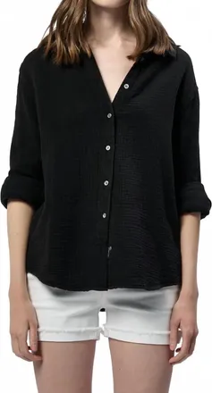 Dear John Denim Gaia Gauze Button Down Shirt In Black