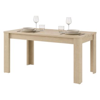 Dmora Mesa Fija Luarca, 6 Plazas, Superficie Efecto Doga, Forma Rectangular, 135x80x76h Cm, Marr&oacute;n Roble