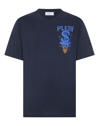 Philipp Plein Round Neck T-Shirt Ice Cream Dollar Patch
