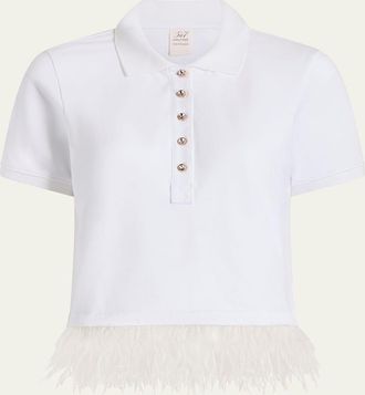 Cinq &agrave; Sept Reign Feather-Hem Polo Top