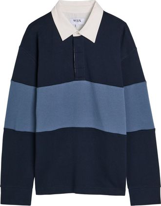 Wax London Rowhill Striped Cotton Rugby Shirt - Navy - Xxl