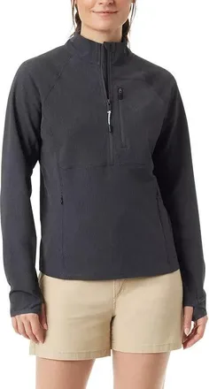 G.H. Bass & Co. Bass Outdoor Top Womens Black Jacquard Raglan Sleeve Zip Performance FTS354