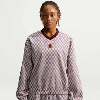 Nike Womens Court Court Collection Oversized Long-Sleeve Tennis Top in Purple | IM9436-658