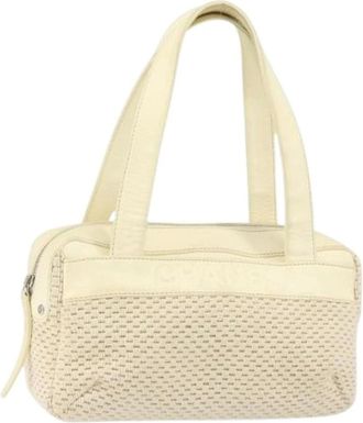 Chanel Pre-owned Handbags, female, White, Size: ONE SIZE Pre-owned Vintage Canvas Handbag