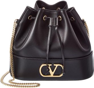 Valentino Vlogo Leather Bucket Bag