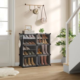 Woltu Woltu Zapatero De 6 Compartimentos - Ahorra Espacio, Capacidad Para 24 Pares, Negro+transparente
