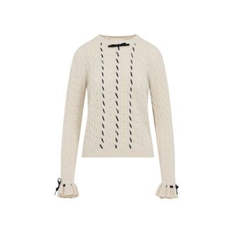 Valentino Betulla White Virgin Wool Sweater-Donna