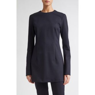 Max Mara Alpino Longline Stretch Virgin Wool & Cotton Jersey Top in Ultramarine at Nordstrom, Size X-Small