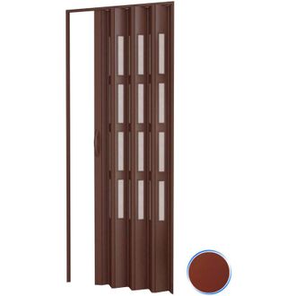 Pinto Pinto - Puerta Plegable De Interior En Kit Con Vidrios De Pvc Mod. Sonia Caoba 82x220 Cm