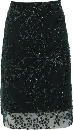 Reformation Blanca Sequined Midi Skirt in Green Nylon