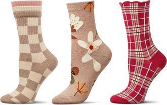 MeMoi Assorted 3-Pack Crew Socks in Brown Heather at Nordstrom, Size 9