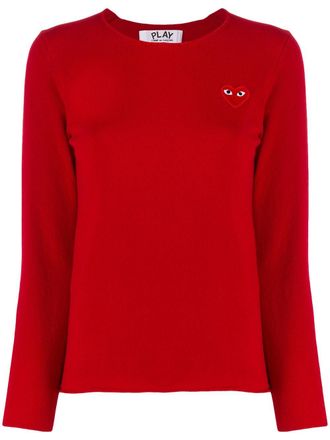 Comme Des Garçons heart-appliqué sweater - Red