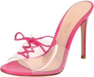 Gianvito Rossi Pink Perspex Lace Up Detail Mules Size 39