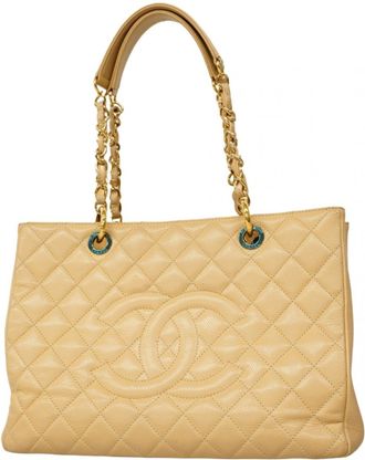 Chanel Beige Grained Calfskin Tote Bag (Pre-Owned)