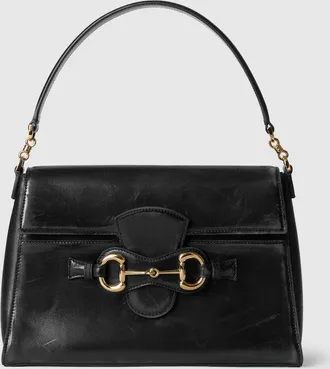 Gucci Horsebit Duomo Medium Top Handle Bag, Black, Leather