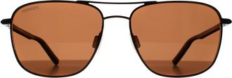 Serengeti Eyewear Aviator Mens Shiny Gunmetal Mineral Polarized Drivers Brown Spello - Grey - One Size