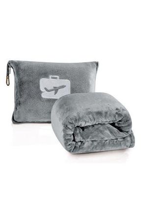 Luxury Home Comfort Fly 2-in-1 Travel Blanket & Pillow in Grey at Nordstrom Rack
