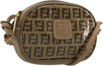 Fendi Pre-owned Cross Body Bags, female, Beige, Size: ONE SIZE Pre-owned Vintage Zucchino Shoulder Bag