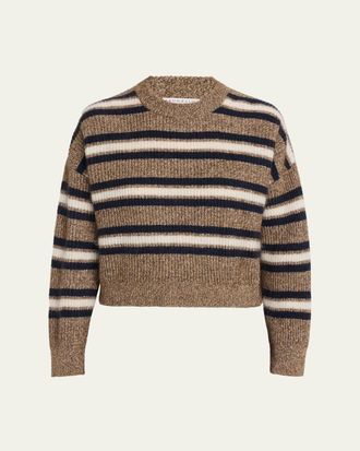 Brunello Cucinelli Cashmere-Mohair Striped Sweater