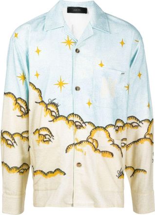 Amiri Sunscape-print cotton shirt - men - Cotton - L - Blue