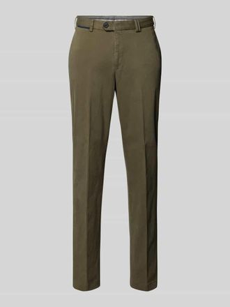 Hiltl Hiltl Slim Fit Chino mit B&uuml;gelfalten Modell PEAKER in Oliv, Gr&ouml;&szlig;e 24