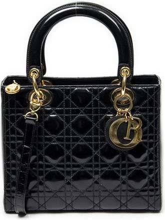 Dior Pre-owned Womens Medium Lady Zip Shoulder Bag - Black - One Size