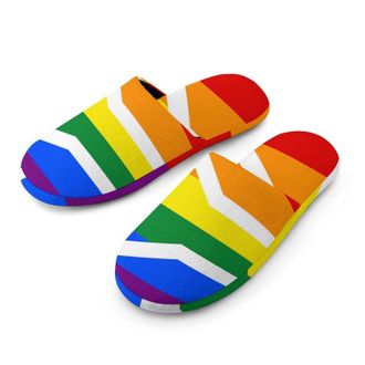 Generic Gay Flag of South Africa LGBT Mens House Slippers Slip Indoor Slipper On Shoes Warm Outdoor