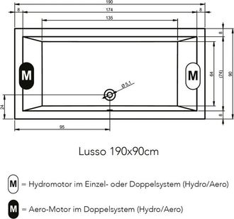 Riho Riho - Lusso Easypool 3.1 Ba&ntilde;eras Rectangulares, Control T&aacute;ctil